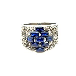 Silver 925 Sapphires/Cz Statement Ring